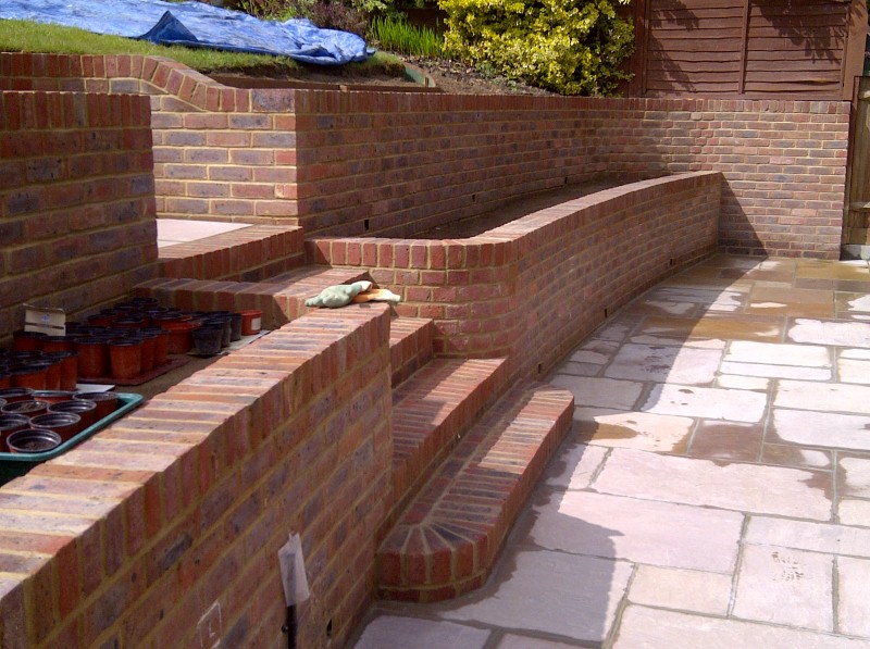 curved walling and steps